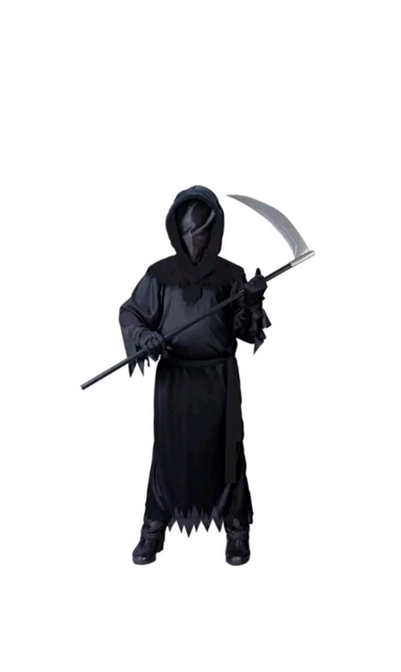 Unknown Phantom/Grim Reaper Black Robe\Face Cover Kids Halloween Costume